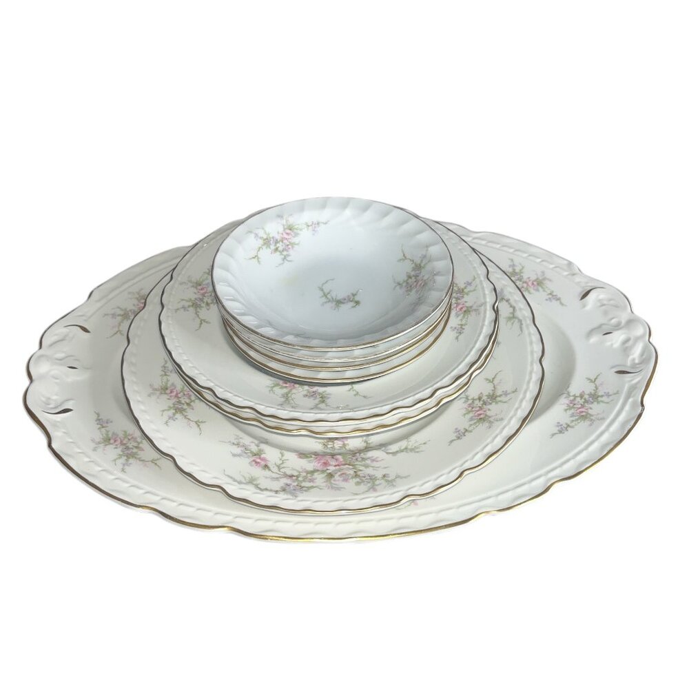 Vintage Royal Jackson Sandra Fine China Platter and Bowl Set of 8 Pieces